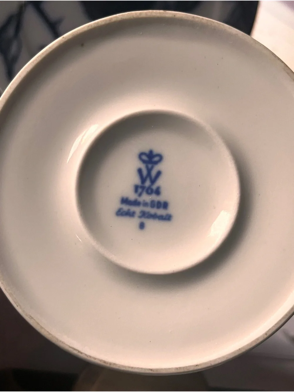 Blue Onion Grieb Flour Canister with Wooden Lid Wallendorf porcelain Jar